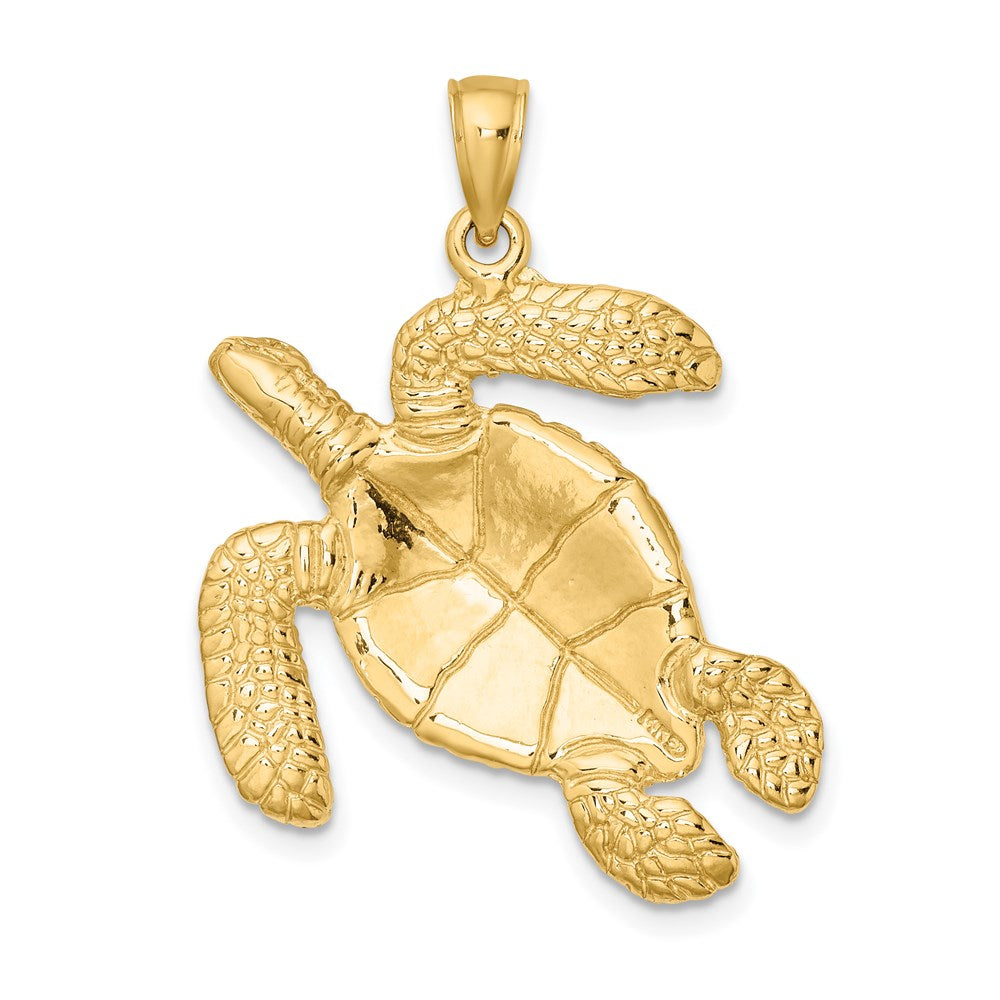 14k Yellow Gold 29.6 mm ng Sea Turtle Charm (6.81 grams)