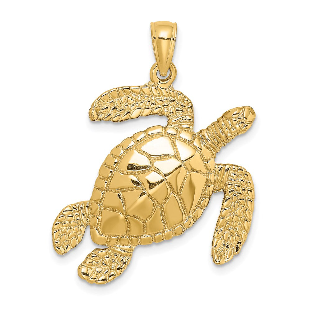14k Yellow Gold 29.6 mm ng Sea Turtle Charm (6.81 grams)