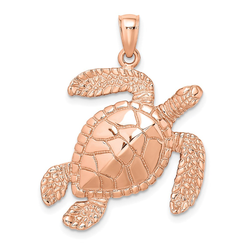 14k Rose Gold 29.6 mm ng Sea Turtle Charm (6.53 grams)