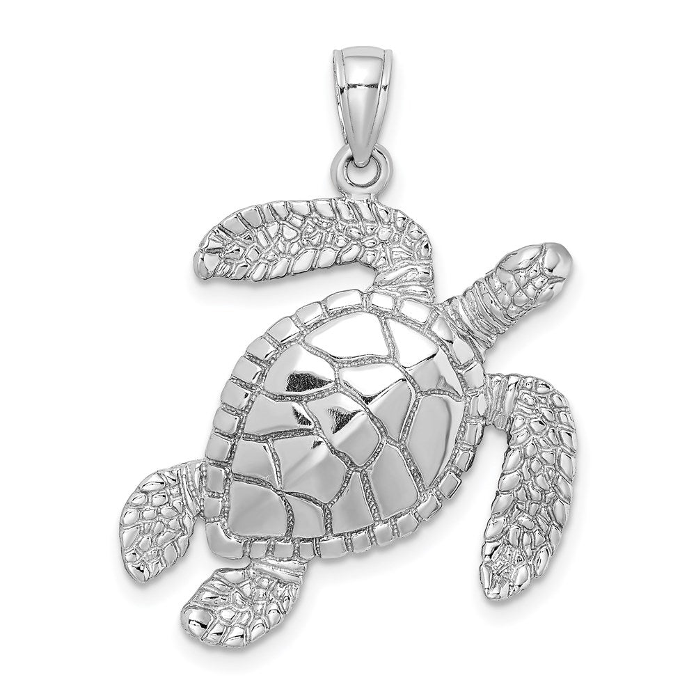 14k White Gold 29.5 mm ng Sea Turtle Charm (6.39 grams)
