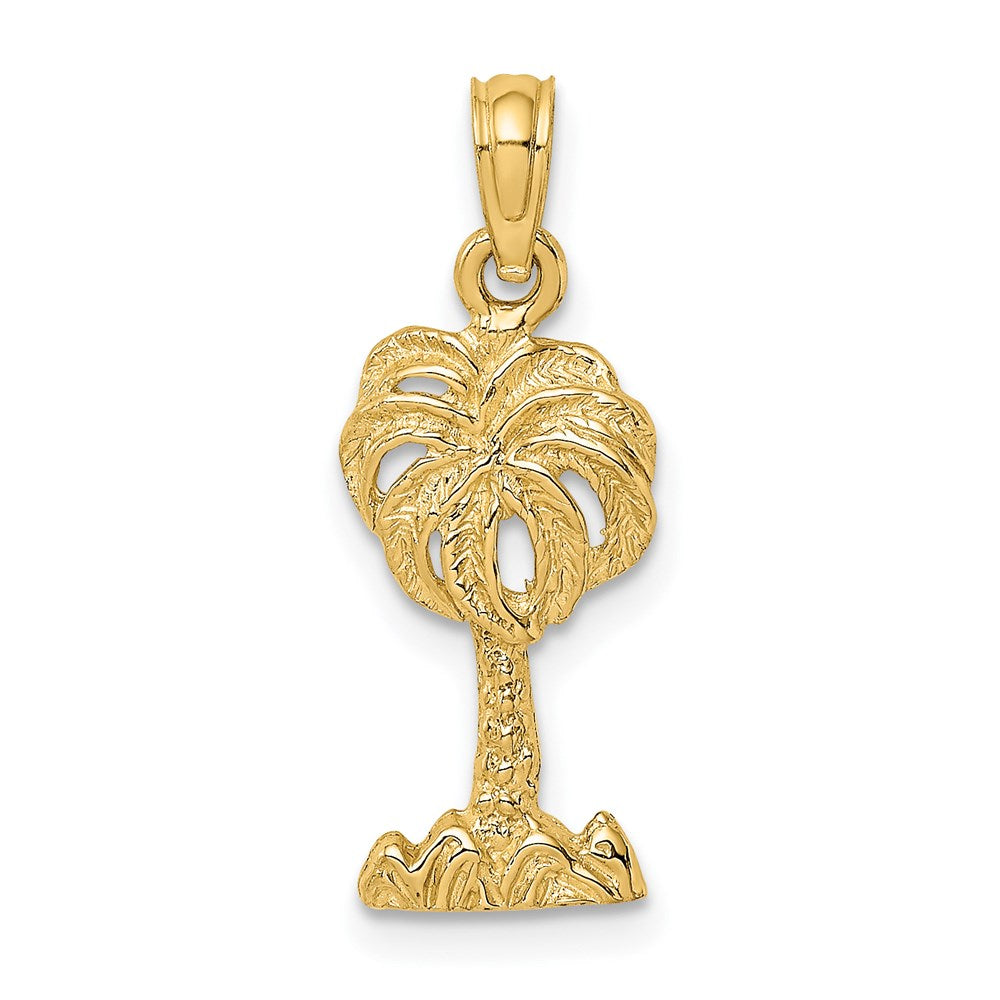 14k Yellow Gold 18.9 mm 2-D Palm Tree Charm (1 grams)