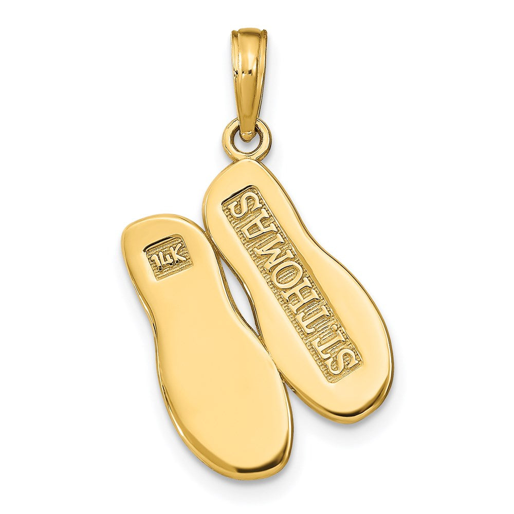 14k Yellow Gold 16 mm ST. THOMAS Reversible Flip Flops Pendant (2.01 grams)