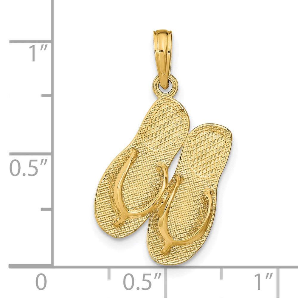 14k Yellow Gold 16 mm ST. THOMAS Reversible Flip Flops Pendant (2.01 grams)