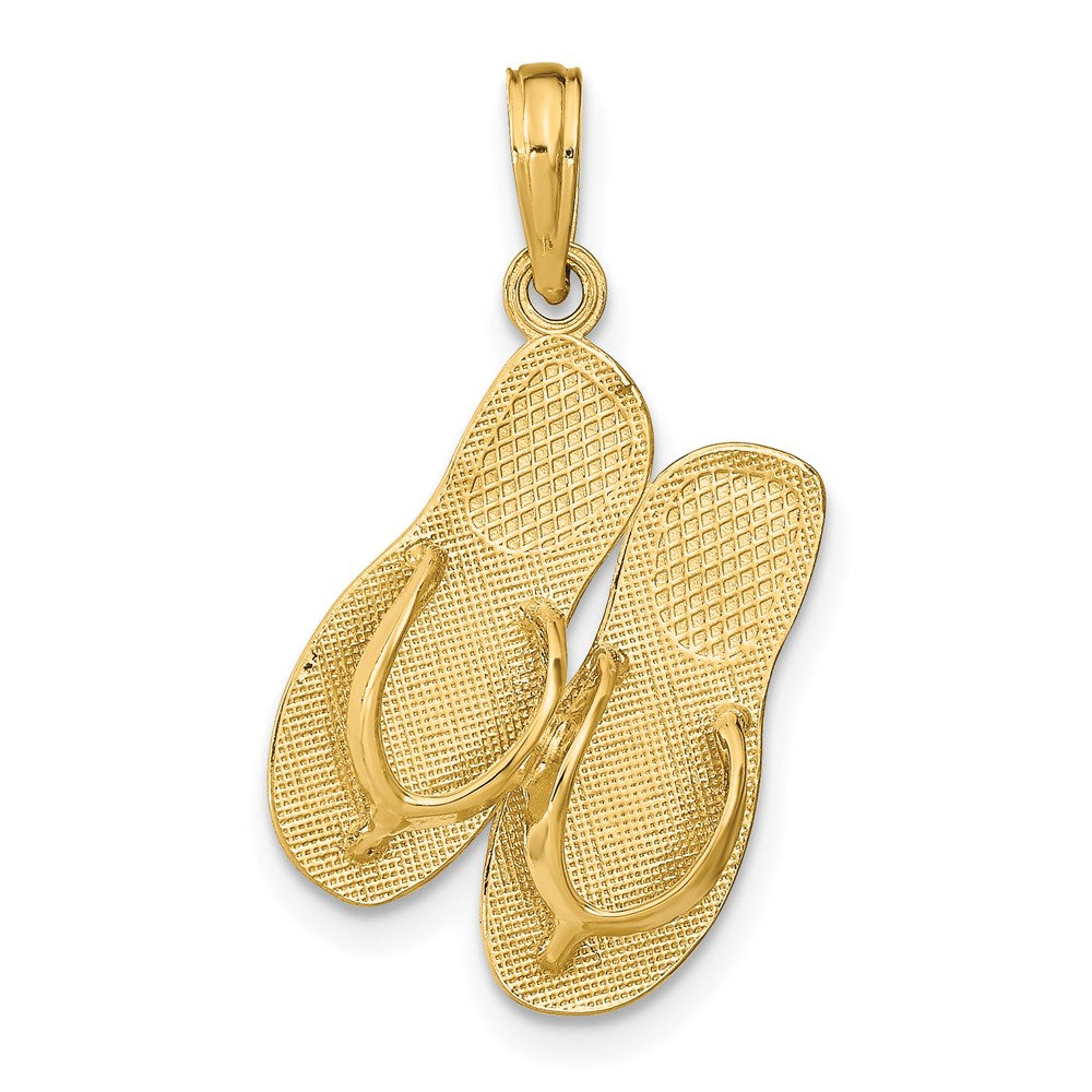 14k Yellow Gold 16 mm ST. THOMAS Reversible Flip Flops Pendant (2.01 grams)