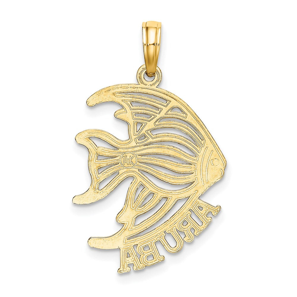 14k Yellow Gold 17.4 mm Polished Cut-Out ARUBA Under Angelfish Charm (1.62 grams)