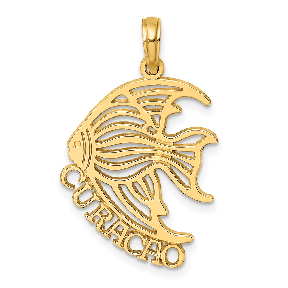14k Yellow Gold 17.4 mm Polished CURACAO Under Angelfish Charm (1.67 grams)