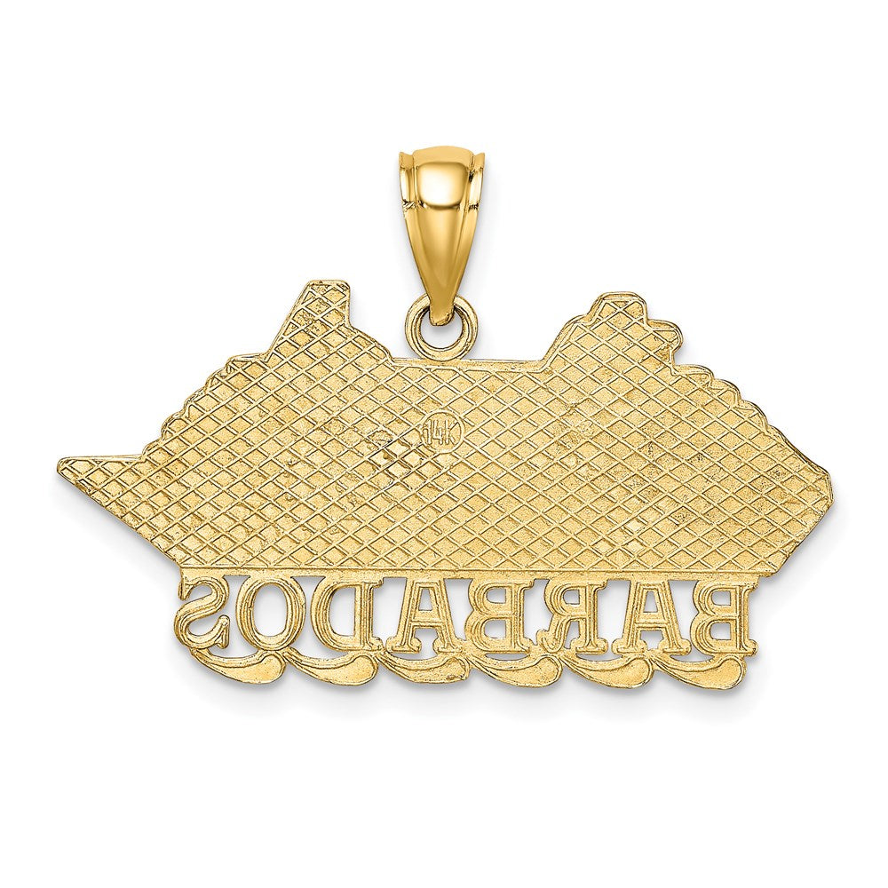14k Yellow Gold 31.9 mm Polished BARBADOS Cruise Ship Charm (3.26 grams)