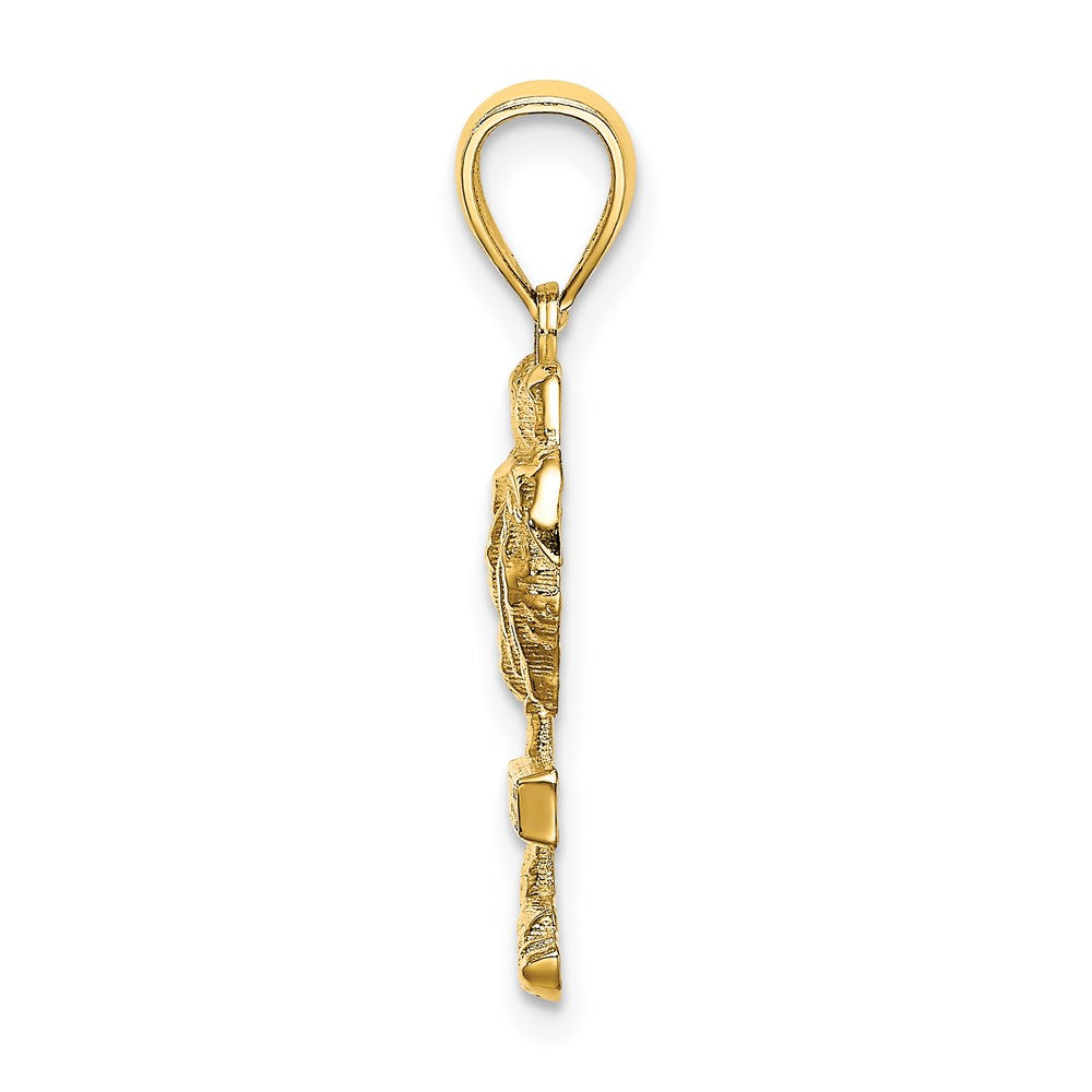 14k Yellow Gold 11.6 mm ARUBA On Palm Tree Pendant (1.86 grams)