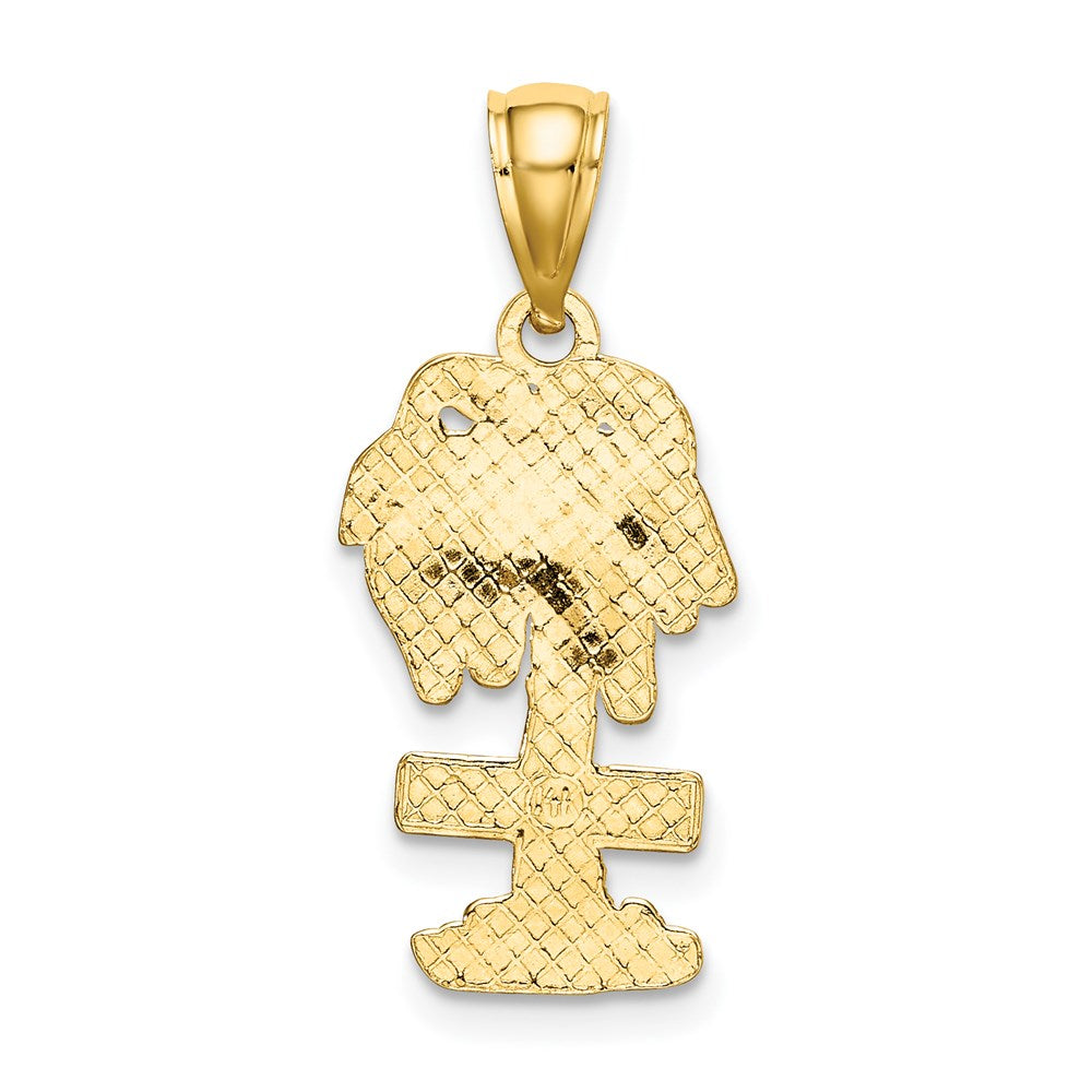 14k Yellow Gold 11.6 mm ARUBA On Palm Tree Pendant (1.86 grams)
