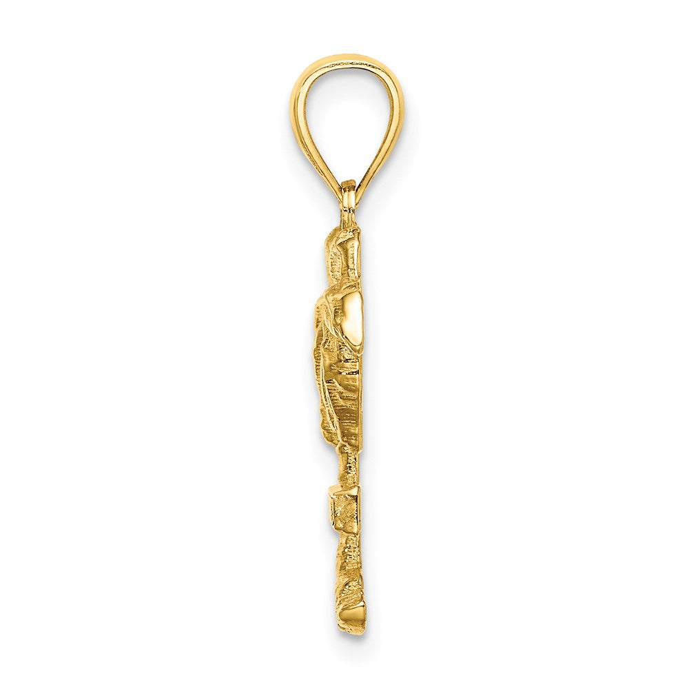 14k Yellow Gold 12 mm 2-D CURACAO On Palm Tree Charm (1.95 grams)