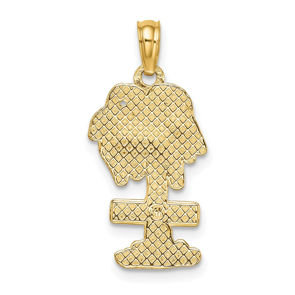 14k Yellow Gold 12 mm 2-D ST. MARTIN On Palm Tree Charm (1.97 grams)