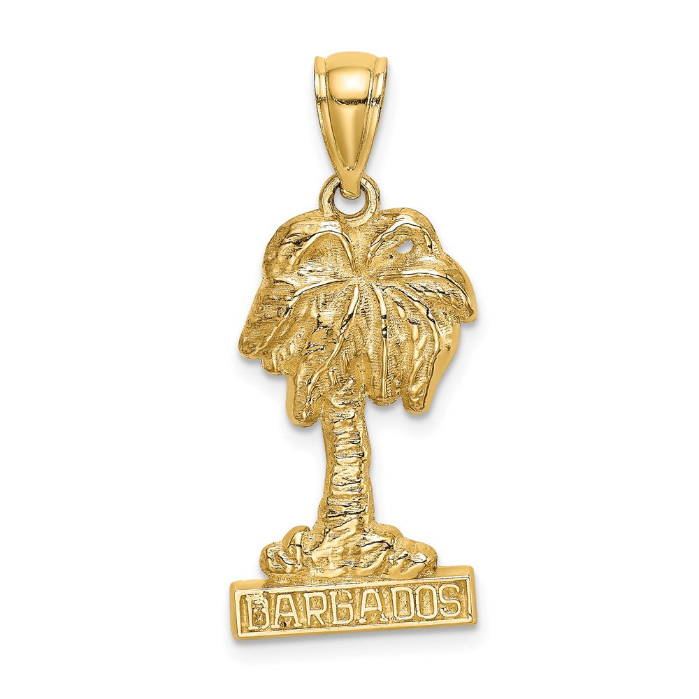 14k Yellow Gold 12 mm BARBADOS Palm Tree Charm (1.95 grams)
