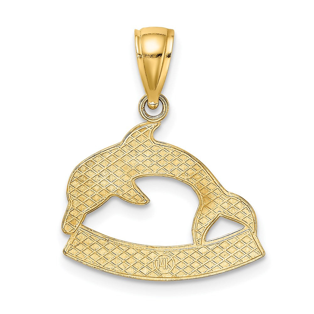 14k Yellow Gold 17.9 mm Polished BARBADOS Dolphin Charm (1.54 grams)