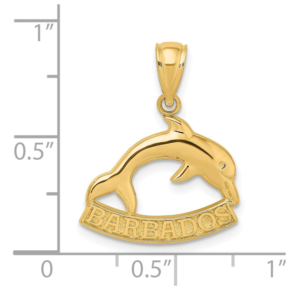 14k Yellow Gold 17.9 mm Polished BARBADOS Dolphin Charm (1.54 grams)