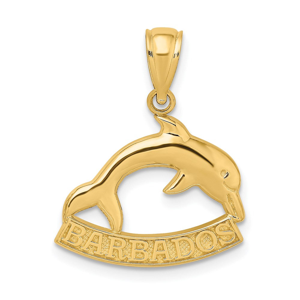 14k Yellow Gold 17.9 mm Polished BARBADOS Dolphin Charm (1.54 grams)