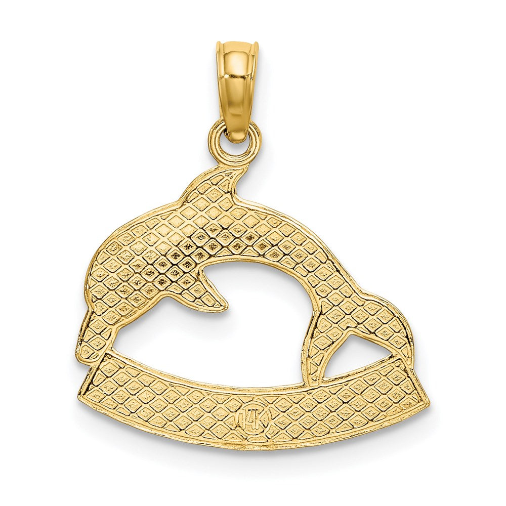 14k Yellow Gold 18 mm 2-D CURACAO Under Polished Dolphin Charm (1.59 grams)