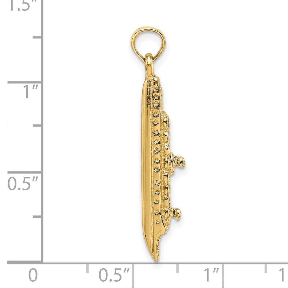 14k Yellow Gold 3 mm -D Polished Cruise Ship Charm (1.7 grams)