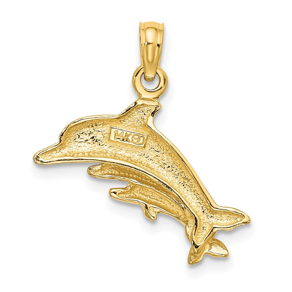 14k Yellow Gold 20.9 mm Dolphin w/ 2 Baby Dolphins Charm (1.59 grams)