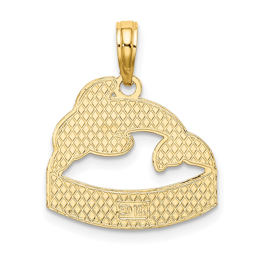 14k Yellow Gold 16.77 mm SAN DIEGO Banner Dolphins Charm (1.08 grams)