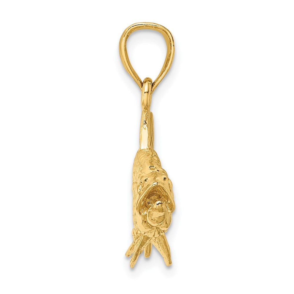 14k Yellow Gold 39.3 mm 3-D Textured Oxeye Tarpon Fish Charm (7.74 grams)