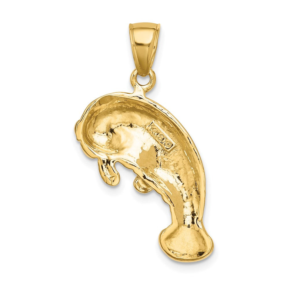 14k Yellow Gold 17.8 mm 2-D Polished Manatee Charm (4.06 grams)