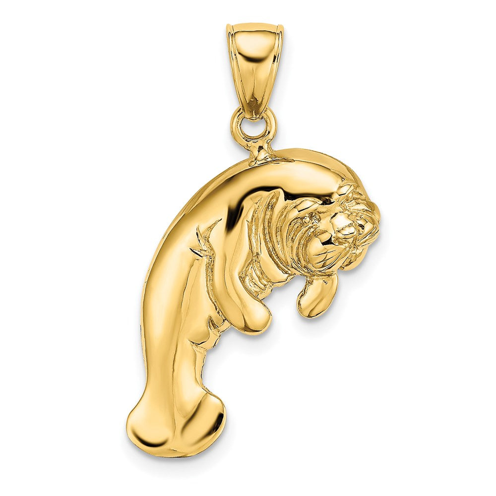 14k Yellow Gold 17.8 mm 2-D Polished Manatee Charm (4.06 grams)