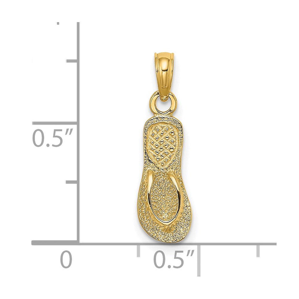 14k Yellow Gold 6.1 mm Textured Straps Single Flip-Flop Charm (0.9 grams)