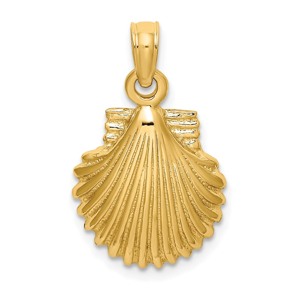 14k Yellow Gold 12.35 mm Polished Scallop Shell Charm (1.52 grams)