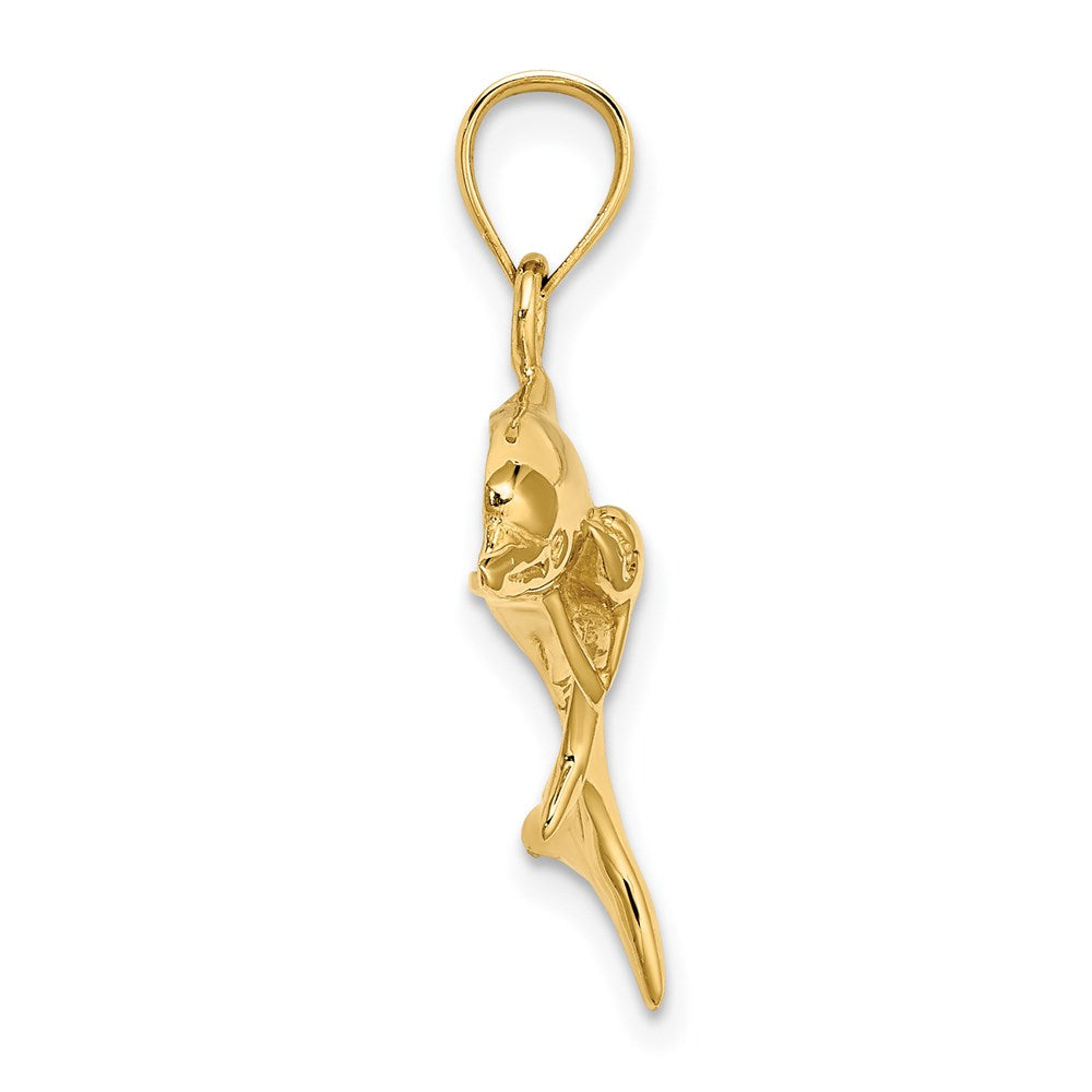 14k Yellow Gold 30.85 mm Polished Dolphin and Baby Charm (2.67 grams)