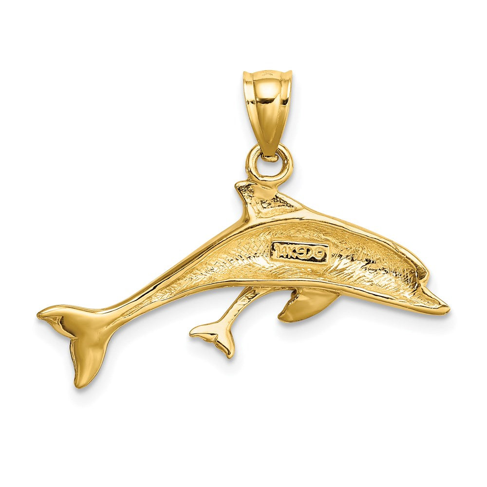 14k Yellow Gold 30.85 mm Polished Dolphin and Baby Charm (2.67 grams)