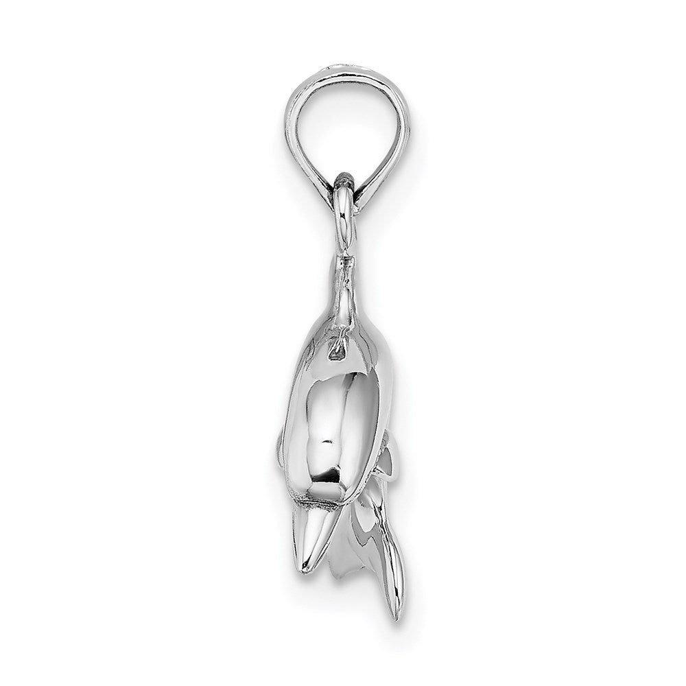 14k White Gold 17.65 mm  3-D Dolphin Jumping Charm (2.43 grams)