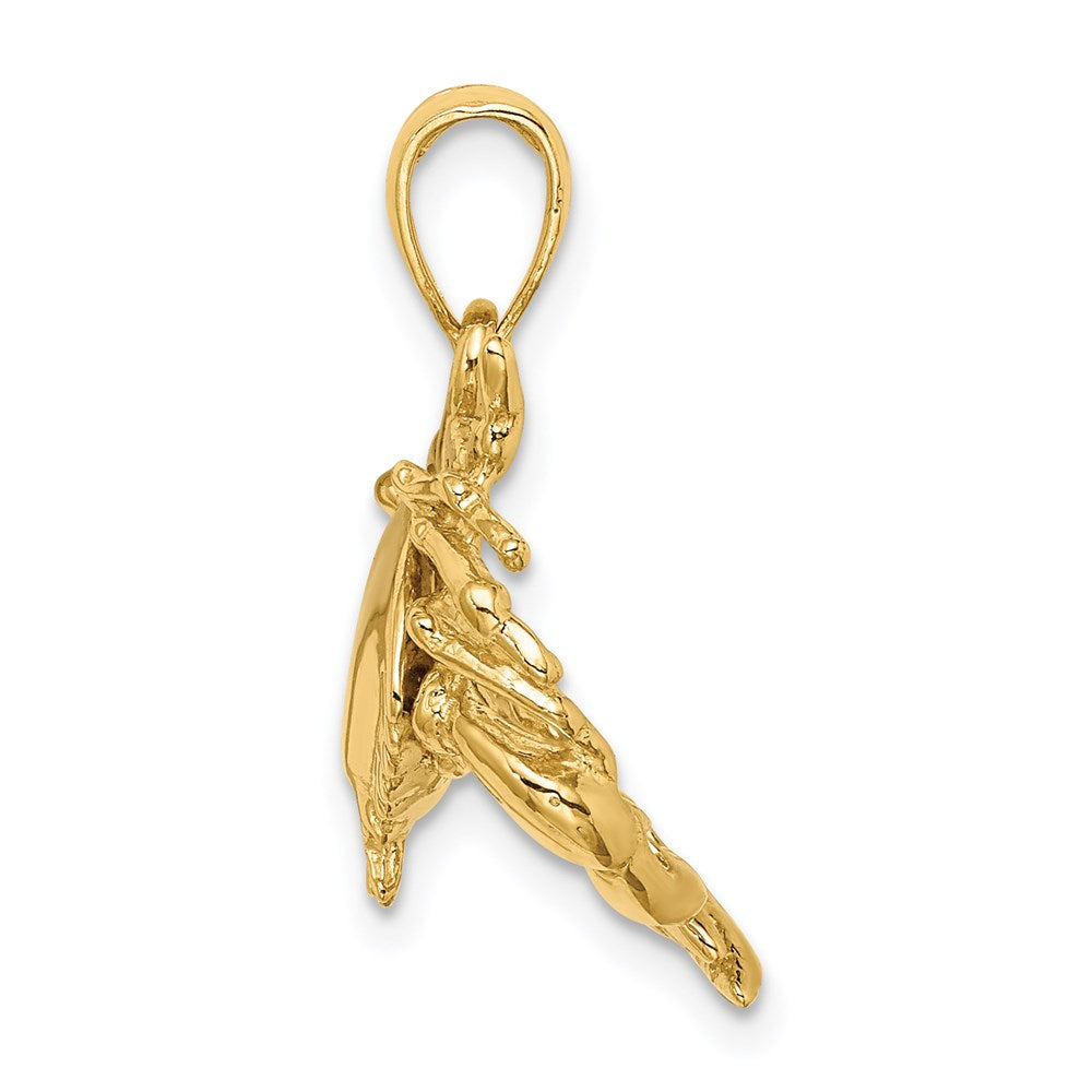 14k Yellow Gold 19 mm Stone Crab Facing Down Charm (4.36 grams)
