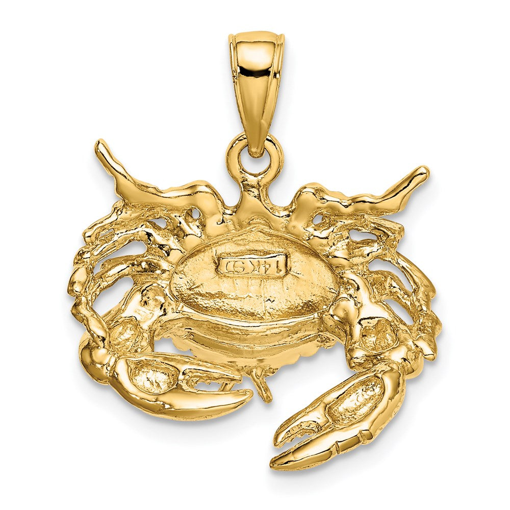 14k Yellow Gold 19 mm Stone Crab Facing Down Charm (4.36 grams)