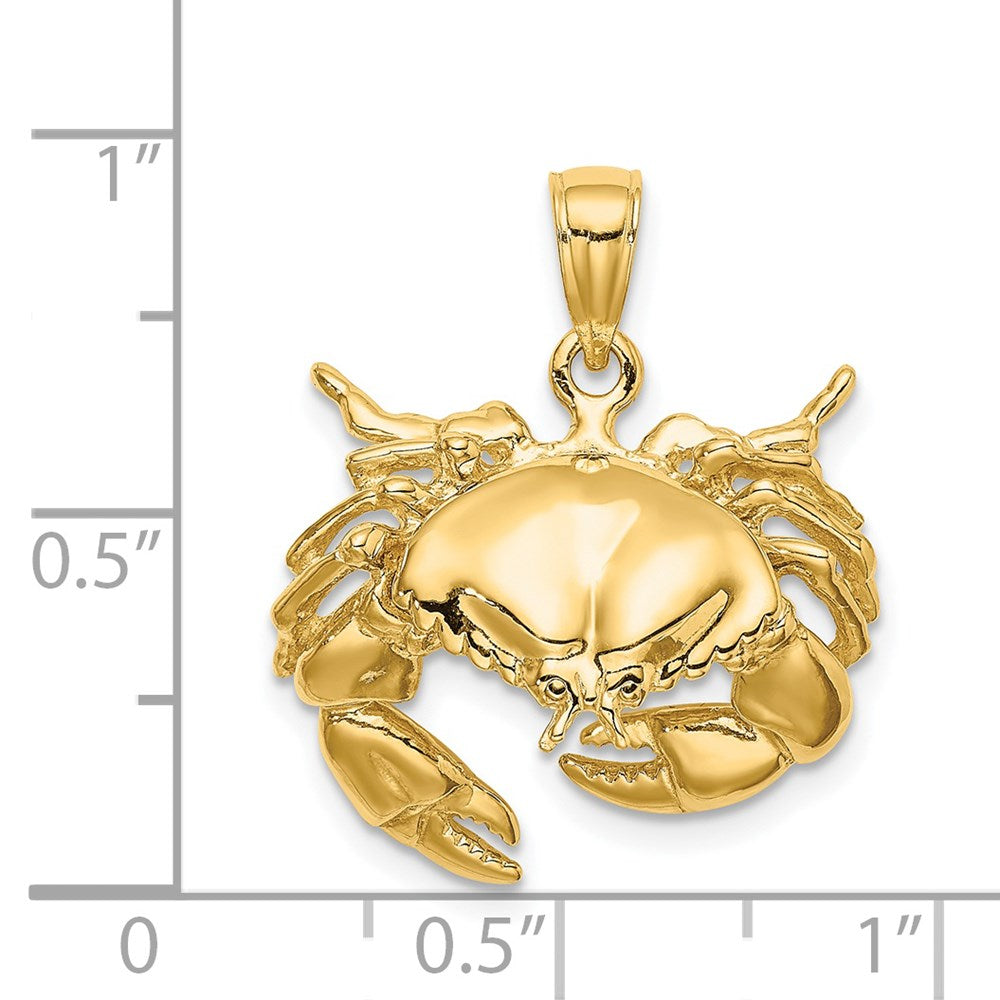 14k Yellow Gold 19 mm Stone Crab Facing Down Charm (4.36 grams)