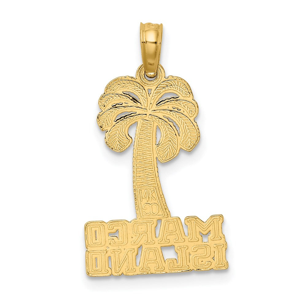14k Yellow Gold 13.4 mm MARCO ISLAND Palm Tree Charm (1.34 grams)