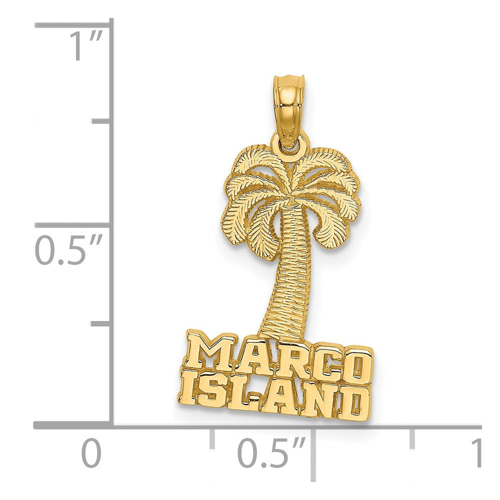 14k Yellow Gold 13.4 mm MARCO ISLAND Palm Tree Charm (1.34 grams)
