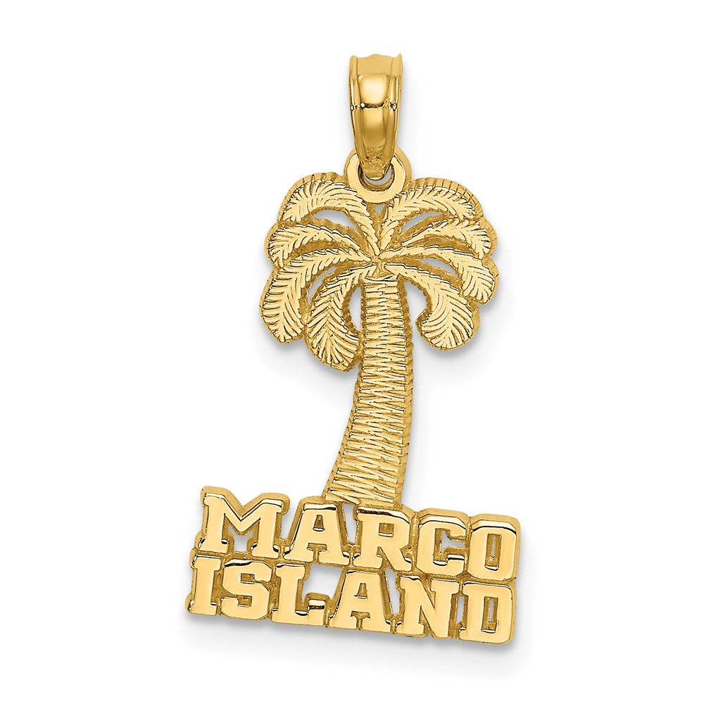 14k Yellow Gold 13.4 mm MARCO ISLAND Palm Tree Charm (1.34 grams)