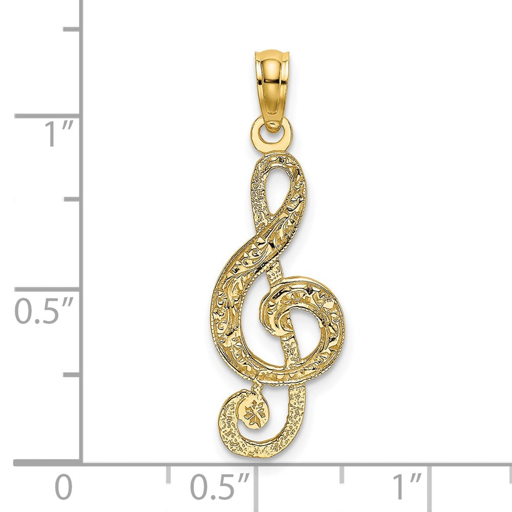 14k Yellow Gold 8.96 mm Treble Clef Charm (0.77 grams)