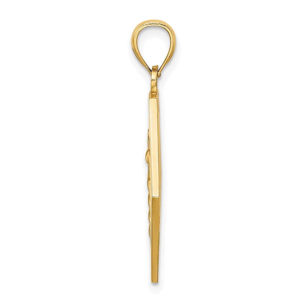 14k Yellow Gold 24.5 mm Textured Back Caduceus Medical Disc (3.73 grams)