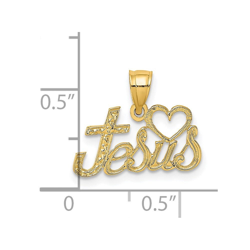 14K HEART JESUS Script Charm (0.72 grams)