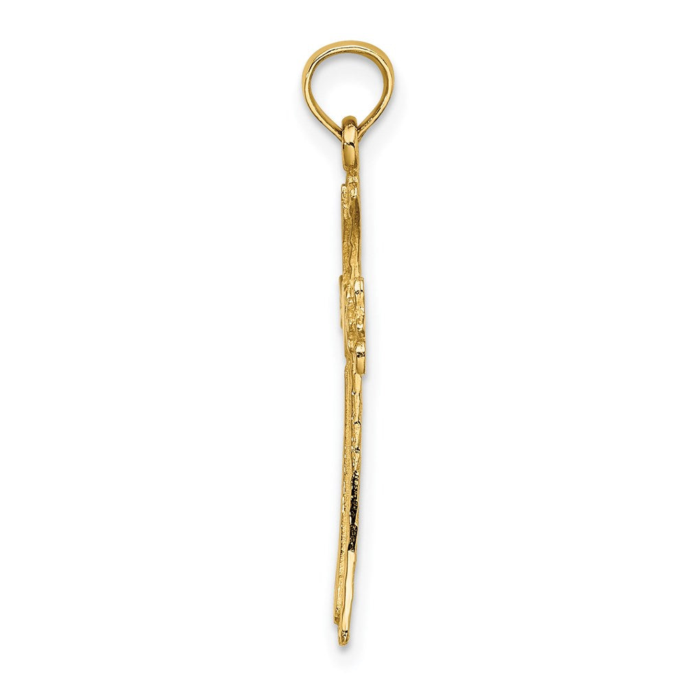 14K Polished and Engraved Cross with Heart Charm (0.93 grams)