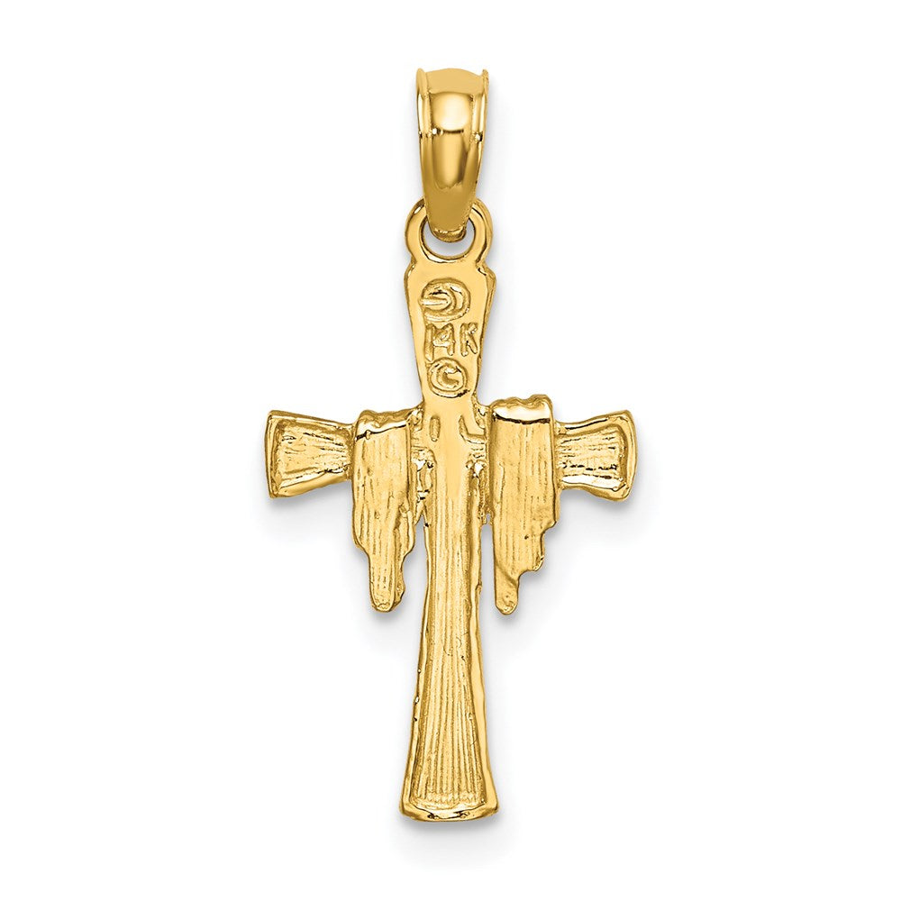 14k Yellow Gold 10 mm Cross w/ Drape Charm (0.68 grams)
