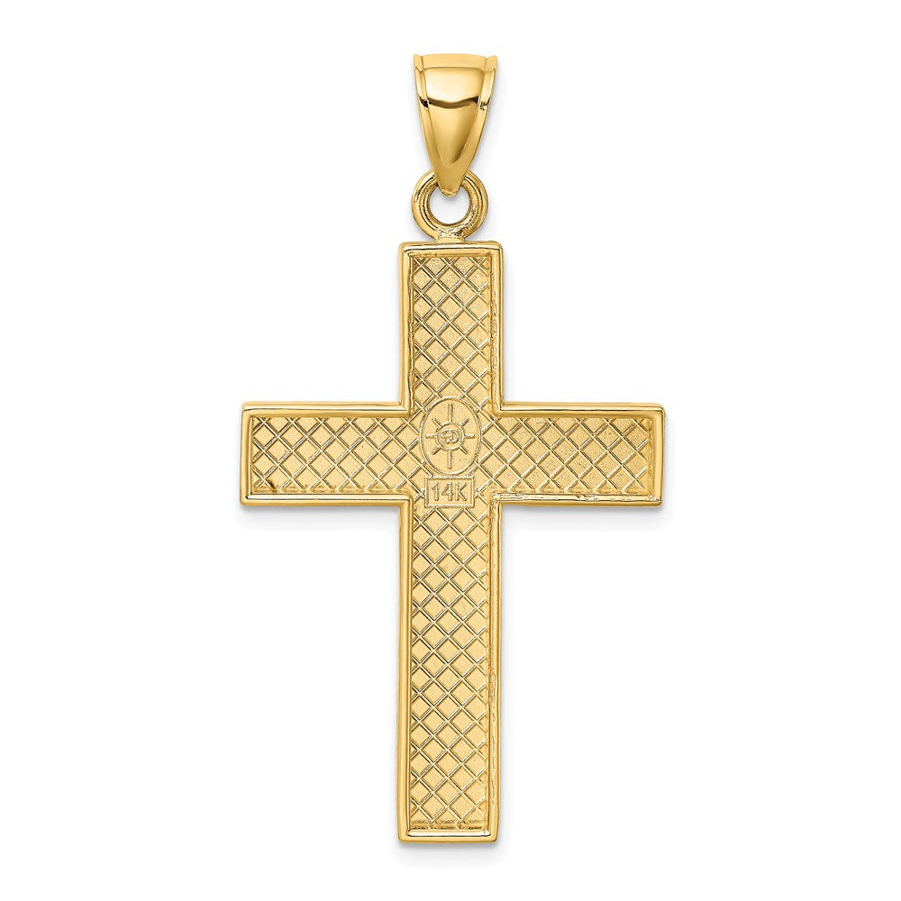 14k Yellow Gold 23 mm Polished Large Block Cross w/Open Back Charm (3.52 grams)