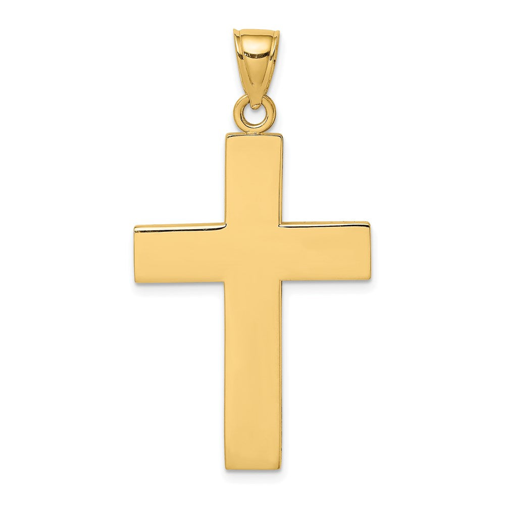 14k Yellow Gold 23 mm Polished Large Block Cross w/Open Back Charm (3.52 grams)