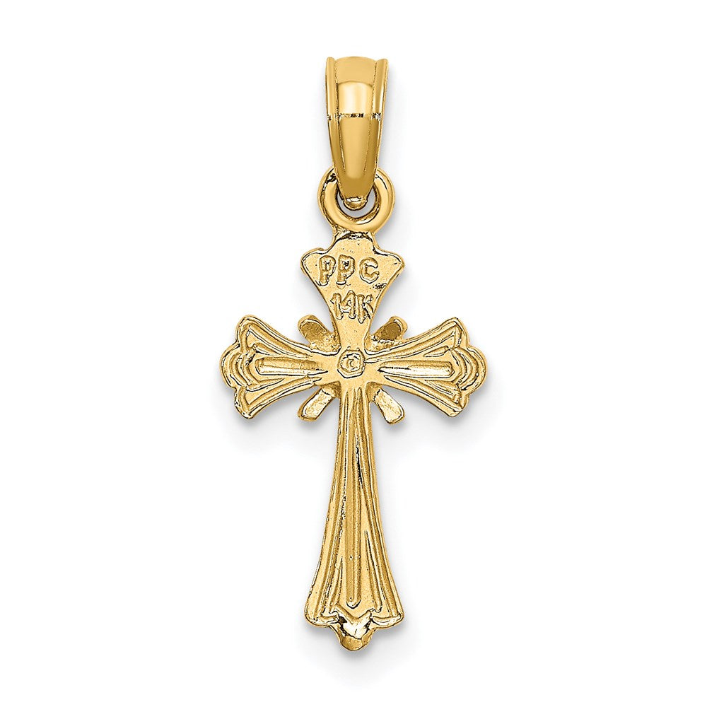 14k Yellow Gold 10 mm Engraved Small Cross w/ X Center Charm (0.58 grams)