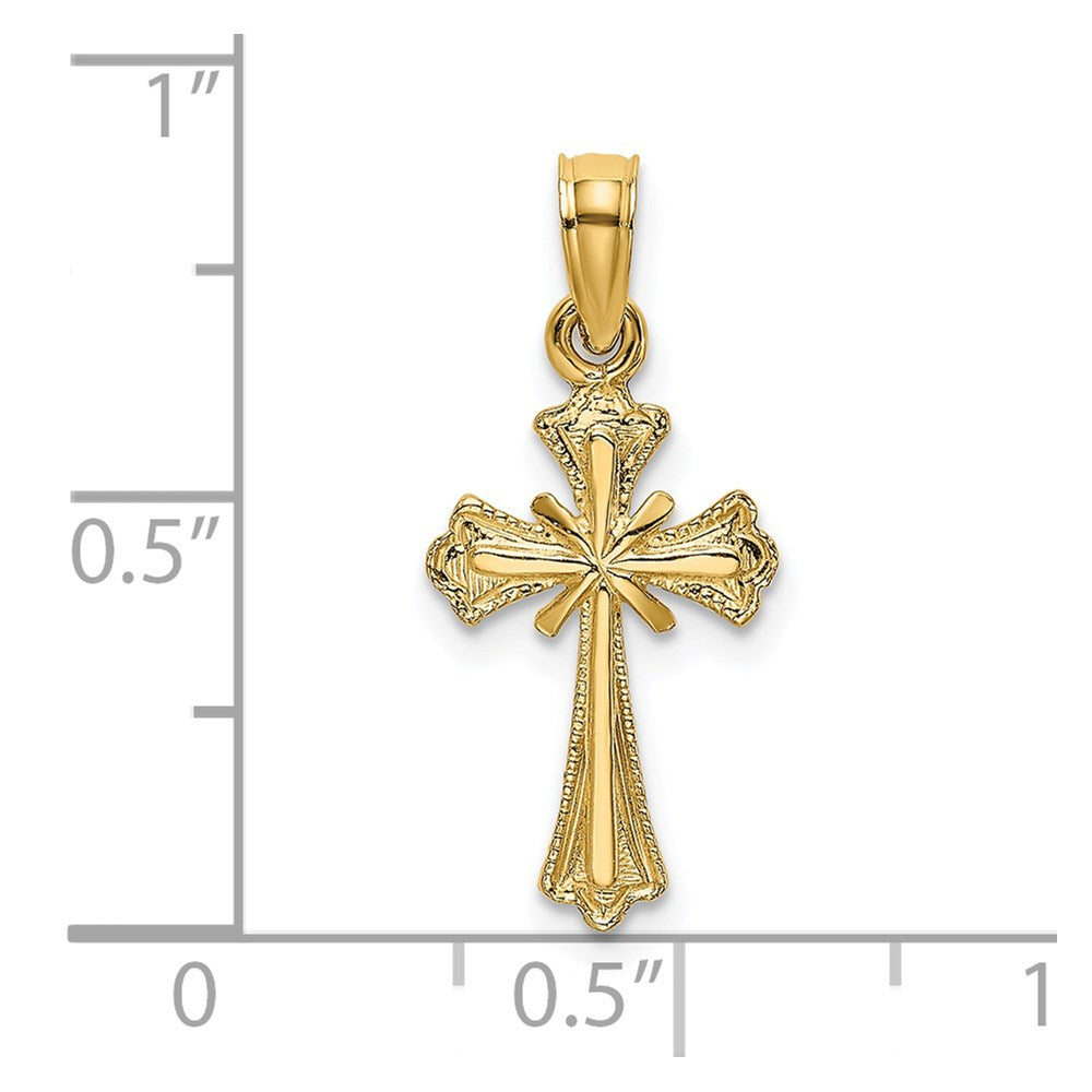 14k Yellow Gold 10 mm Engraved Small Cross w/ X Center Charm (0.58 grams)