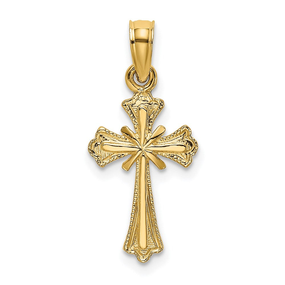 14k Yellow Gold 10 mm Engraved Small Cross w/ X Center Charm (0.58 grams)