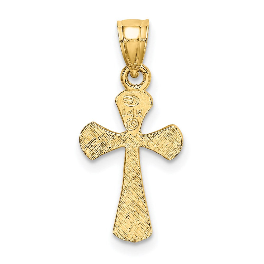 14k Yellow Gold 10 mm Solid Textured Cross Charm (0.64 grams)