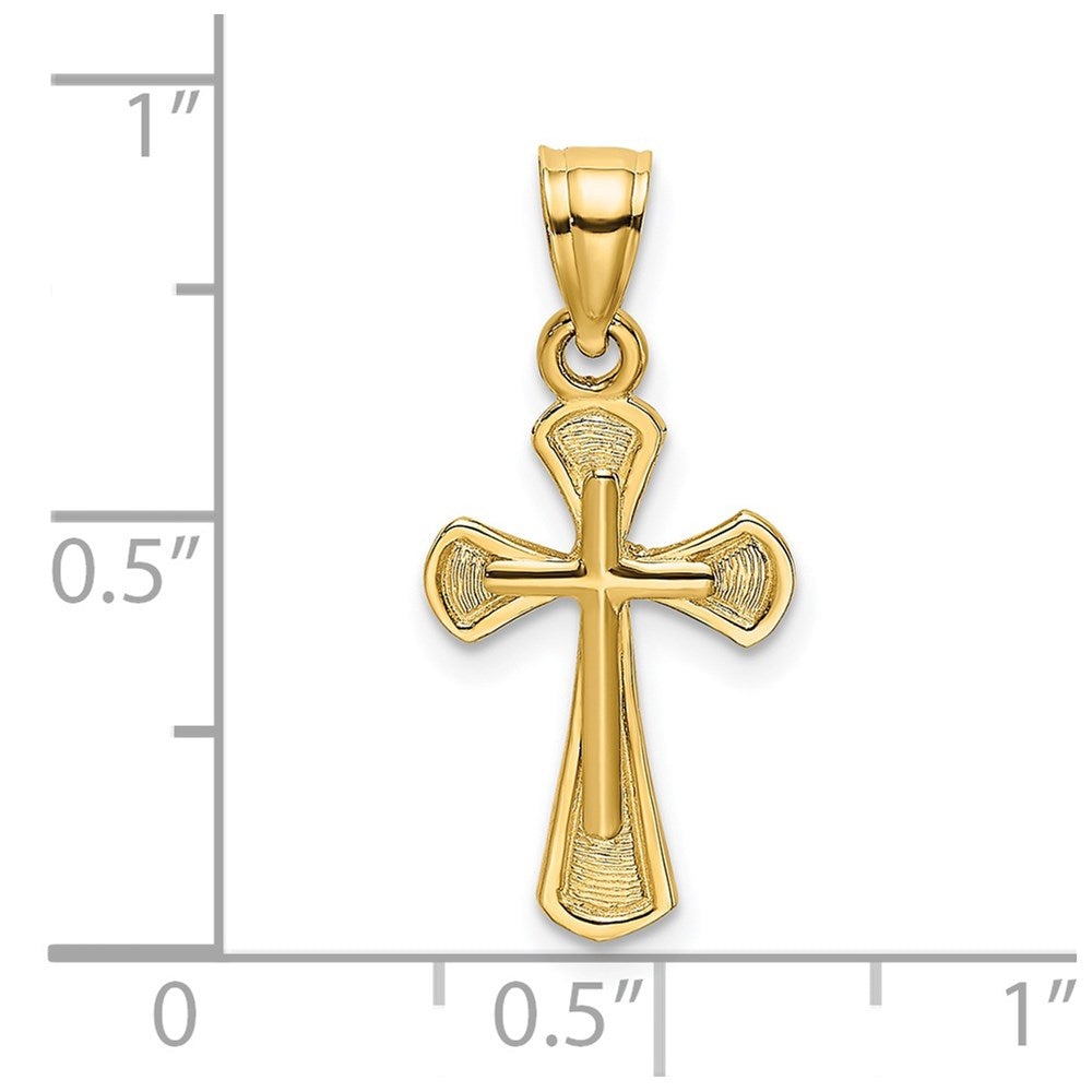 14k Yellow Gold 10 mm Solid Textured Cross Charm (0.64 grams)