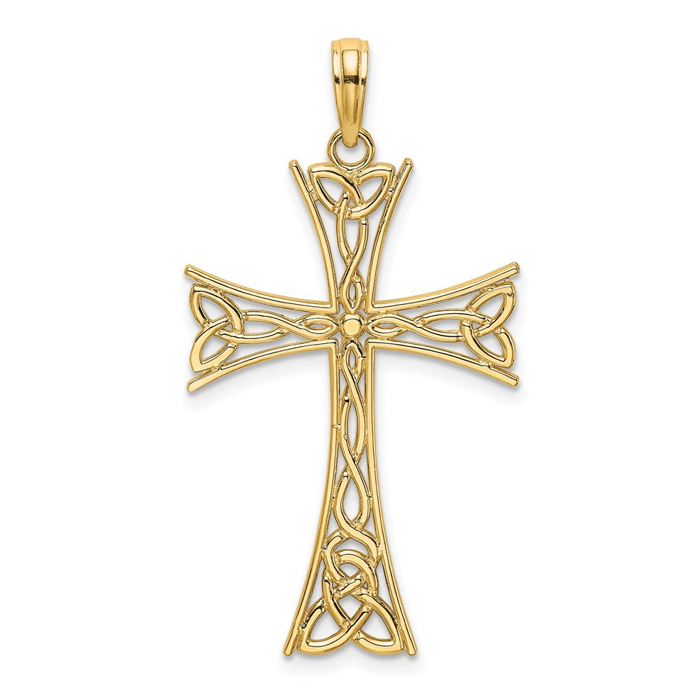14k Yellow Gold 21 mm Polished Celtic Knot Cross Charm (1.3 grams)
